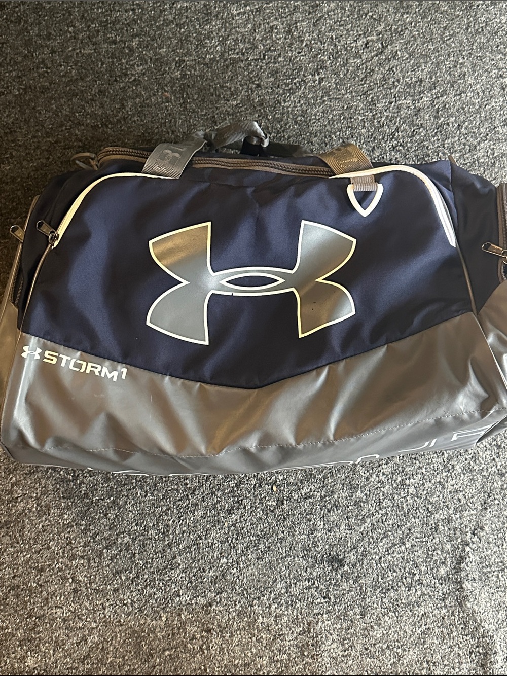 Under Armour Navy and Gray Storm1 Duffel - Men's Carry Bag